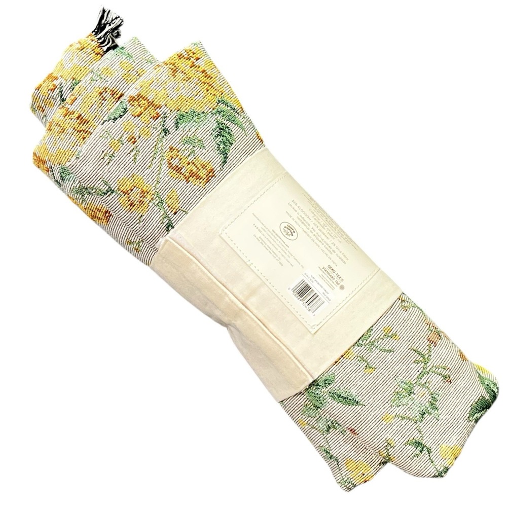 New Laura Ashley RUBY Jacquard Woven Tapestry Throw 50"x70" Pale Gold Floral